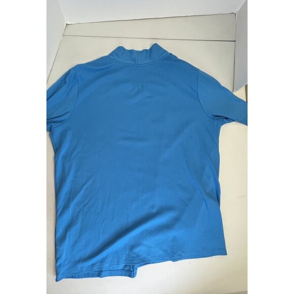 LL Bean Cardigan Open Pima Cotton Size XL Long Sleeve Pockets Turquoise Blue - Picture 11 of 11